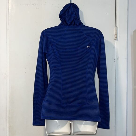 LUKKA Blue and Black Striped Hoodie Full Zip Workout Jacket-S - Picture 4 of 8